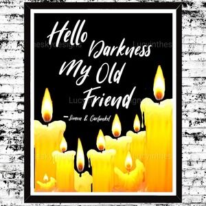 Sound Of Silence Retro Music Lyric Art Print Hello Darkness Simon Garfunkel